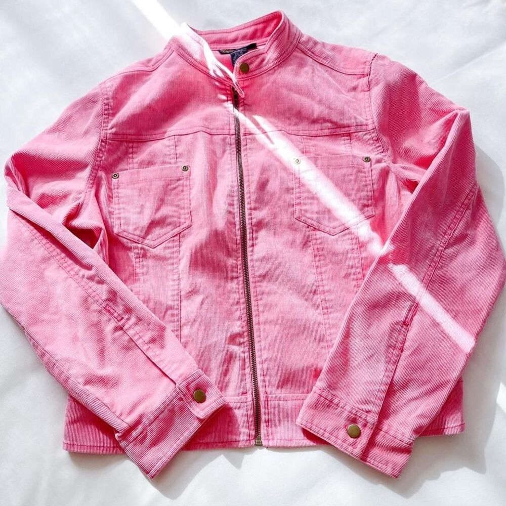 metrostyle vintage y2k pink moto jacket womens 14‎
